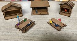 AT-BA, 1:32 Bausatz Verkaufsstand-Set, 5-teilig