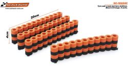 Scaleauto, Reifenstapel orange-schwarz, 4 Stk., SC-10224C