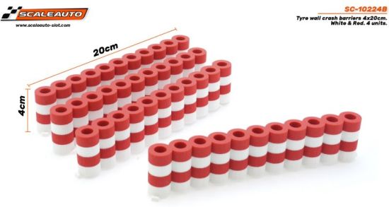 Scaleauto, Reifenstapel rot-weiß, 4 Stk., SC-10224A