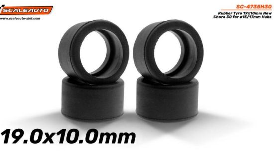 Scaleauto, Reifen Ø19.0x10.0mm (30 Sh), 4 Stk., SC-4735SH30